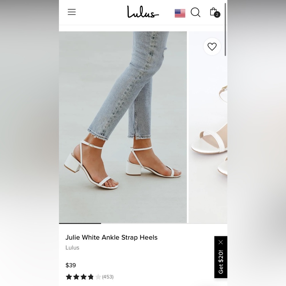 Lulus Julie white sandals size 8.5 new